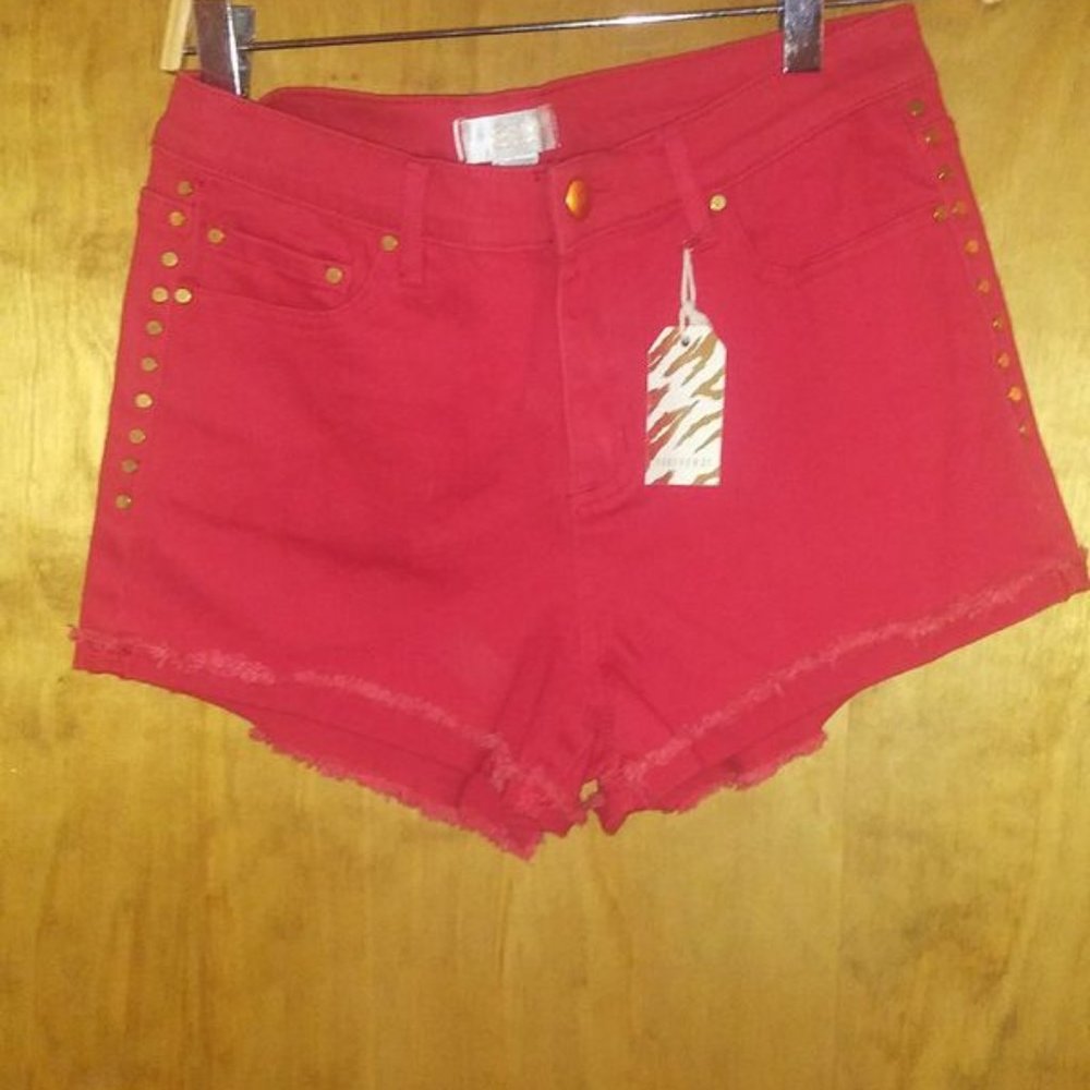 Nwt Forever 21 red denim shorts size 27 Small